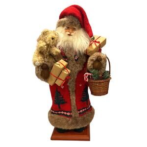 Vintage Santas Workshop Holiday Christmas Decoration Figure Doll 20" Santa Claus